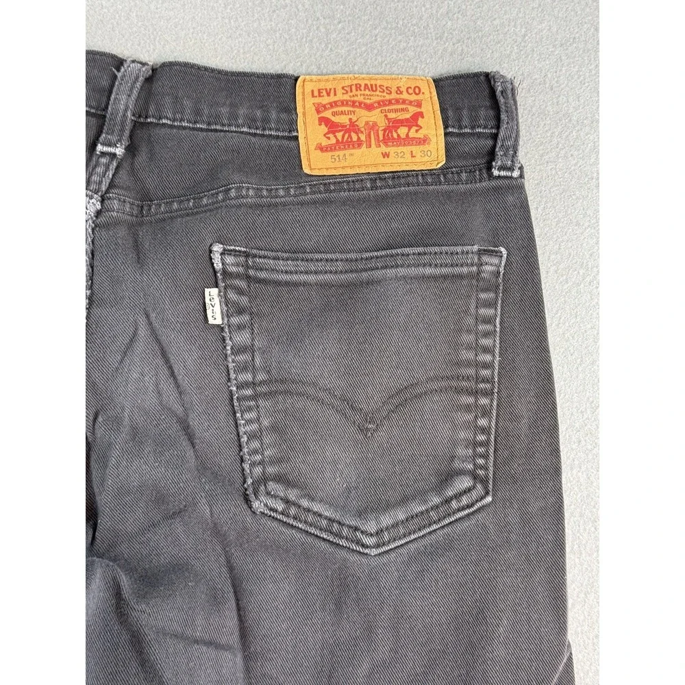 Levi's 514 Pants Mens 32x30 Charcoal Gray Wash Regular Straight Distressed Denim